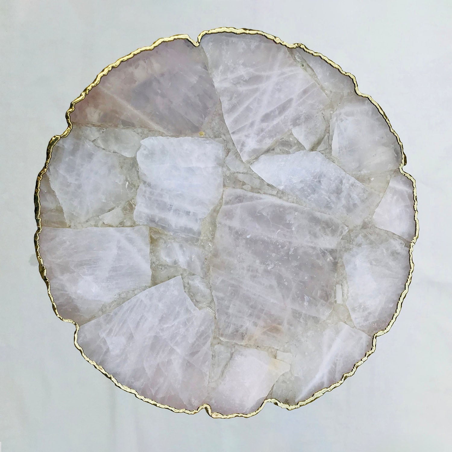 Rose Quartz Agate Organic Edge Side/Coffee Table