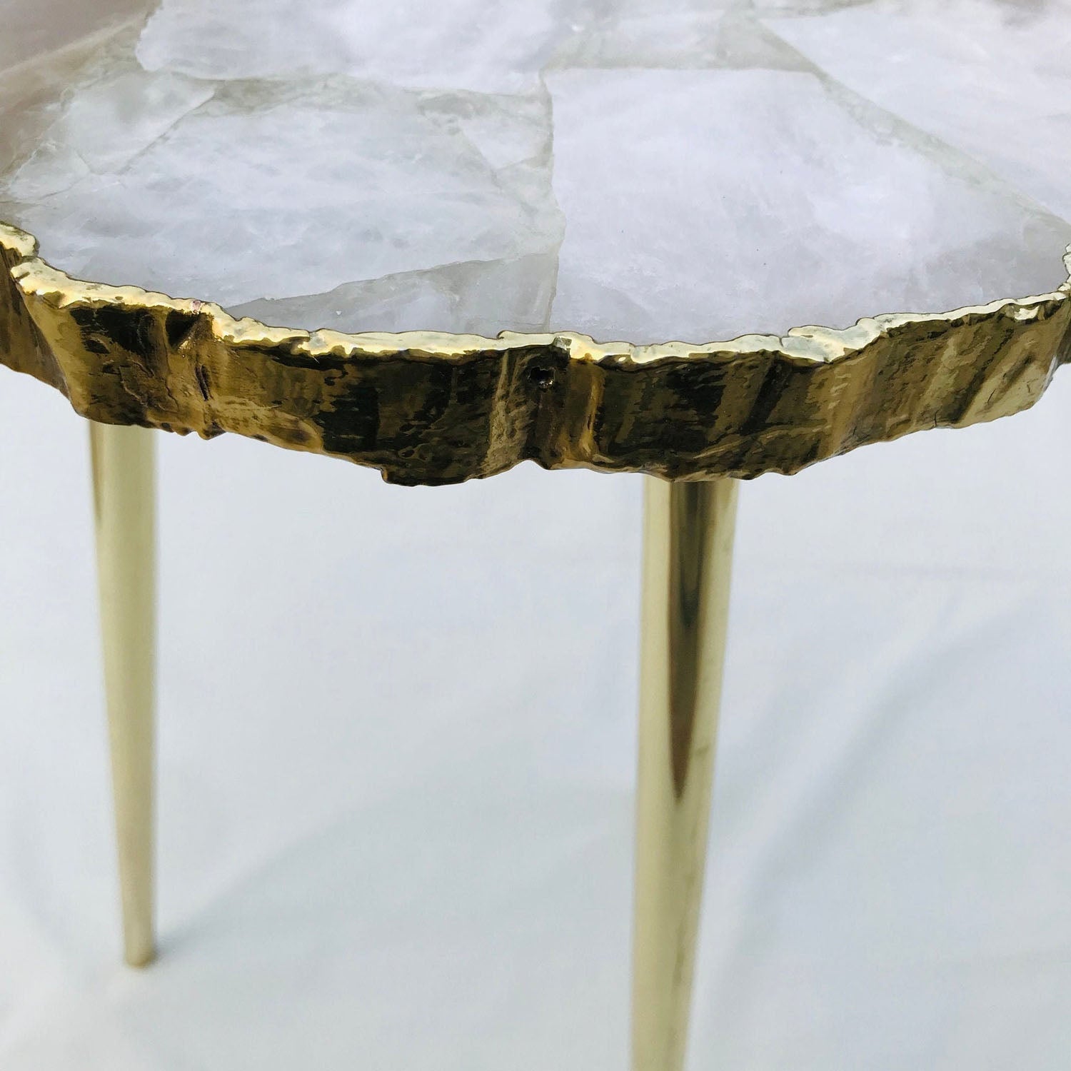 Rose Quartz Agate Organic Edge Side/Coffee Table