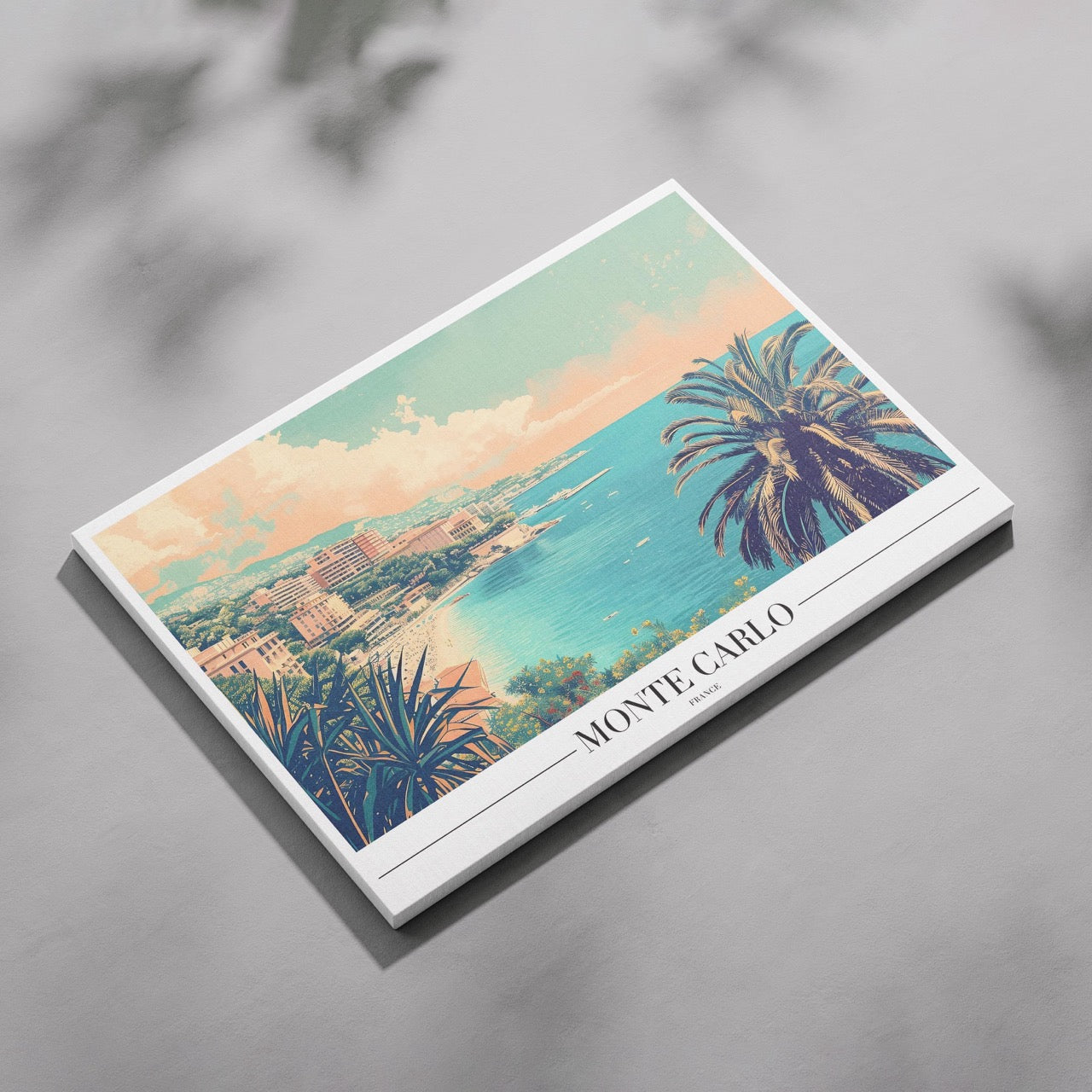 Serene Monte Carlo Beach World Travel - Framed Canvas Wall Art Print-3